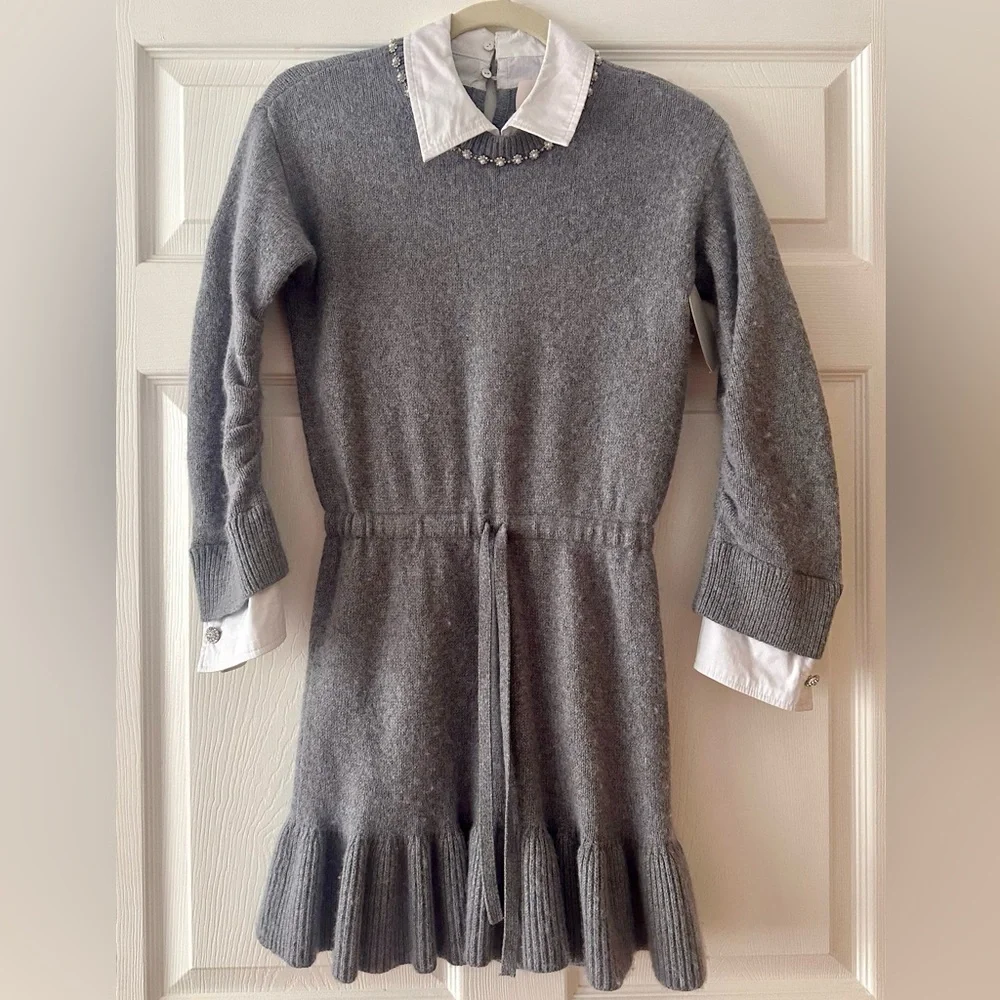 Cinq à Sept
Imitation Pearl Necklace Detail Long Sleeve
Layered Sweater Dress - Picture 4 of 10